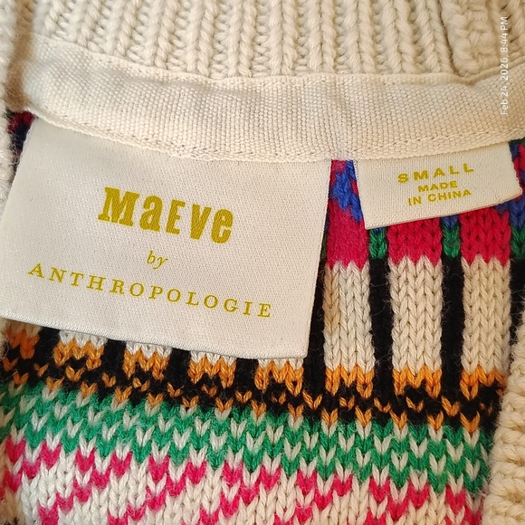 Anthropologie Maeve Ashbury Knit Open Front Cardigan Size Small COLORFUL RELAXED - Picture 2 of 10
